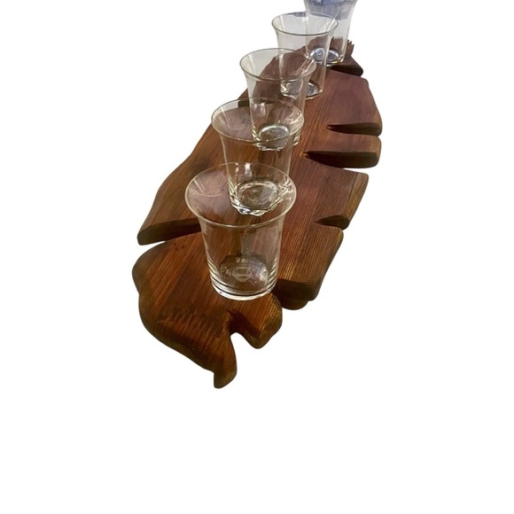 Hand Carved unique vintage Wooden 5 Tea Light Candle Holder. 20”L x 6.5”W - Picture 8 of 14